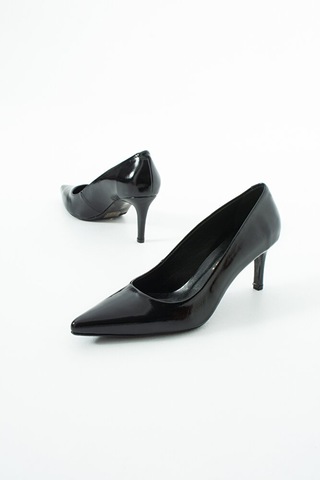 Dericia Shoes Elina Hakiki Deri Kadın İnce Topuklu Ayakkabı Siyah