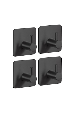 Zift Unique 4 Adet Paslanmaz Çelik Siyah Banyo Askısı / Bornoz Askısı / Havlu Askısı / Havluluk /paslanmaz Hooks Diğer