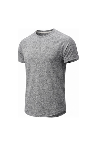 Genius Store Erkek Spor Tişört Fitness Antrenman Tişörtü Oval Kesim Likralı Süprem Reglan Kol Oval-t22 Gri Melanj