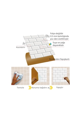 Tink Kendinden Yapışkanlı Metro Desenli Pvc Karo 30x30 Cm