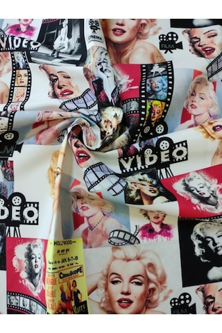 Film Şeritli Marilyn Monroe Desenli Dijital Baskılı Kumaş