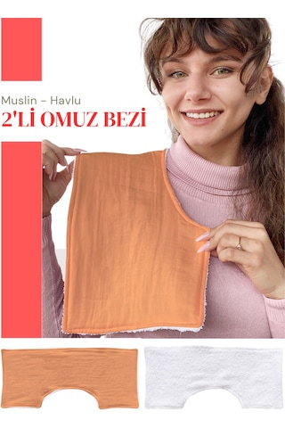 Müslin-havlu 2'li Çift Yönlü Omuz Bezi Gaz Çıkarma Bezi K-beyaz Beyaz - Kiremit