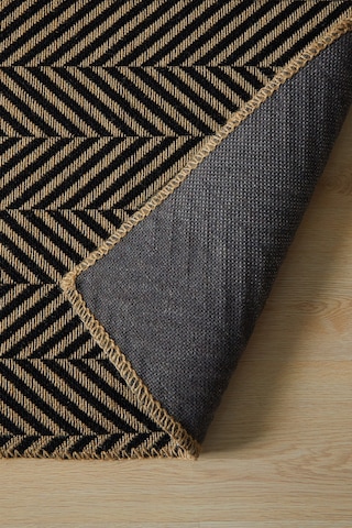 Ocean Home Textile Siyah Renk Balıksırtı Jüt Halı Kilim 120 X 180 Cm