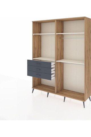 Hyperion Gardrop 4 Raflı 3 Çekmeceli 2 Askılı 176x44x221 Çam-aytaşı/antrasit Aytaşı/antrasit