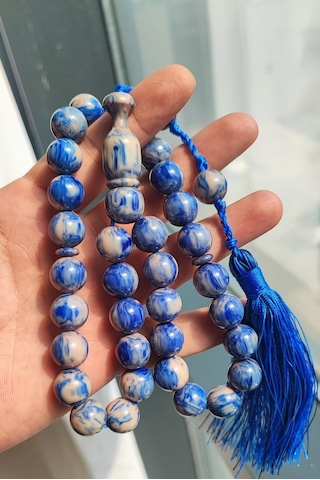 Katalin Mavi-krem Damarlı Küre Model Tesbih