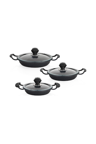 Schafer Crystal 3 Lü Döküm Sahan Seti 6 Parça-siyah