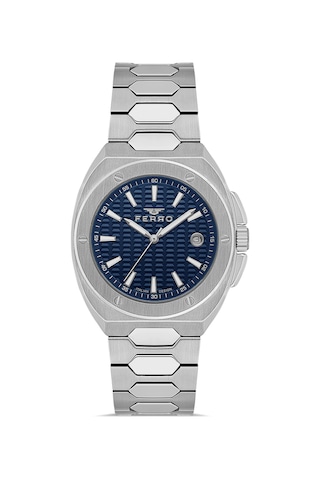Ferro Fm40160a-a3 Quartz Çelik Gri Lacivert Kadran 42 Mm Erkek Kol Saati