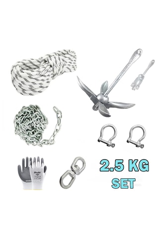 Tekne Ve Şişme Bot İçin Hazır Çapa Seti 2.5kg Şemsiye Çapalı