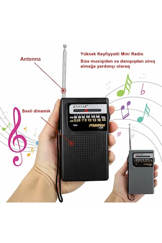 Knstar K-266 Taşınabilir Mini Am Fm Radyo Dahili Hoparlör Anten 3.5mm Aux Kulaklık Girişi