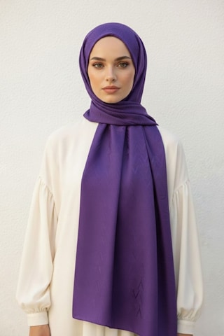 Mizalle & Yaqa Filigran Desenli Jakarlı Mor Şal Mor