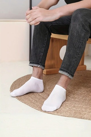 Hitit Socks Hitit Sock Erkek 10 Çift Premium Kalite Pamuklu Düz Patik Beyaz