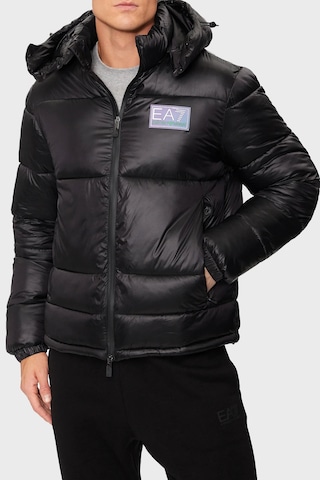 EA7 Logolu Kapitoneli Regular Fit Kapüşonlu Şişme Mont Erkek MONT 6DPB71 PN2MZ 1200 Siyah