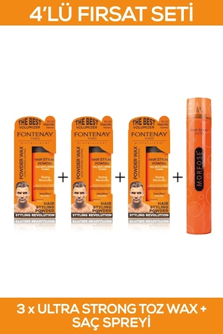 Fontenay Saç Şekillendirici Pudra Toz Wax Ultra Strong Turuncu X3 + Saç Spreyi 400ml 4'lü Set