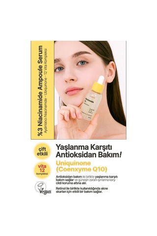 Yeppda %3 Niacinamide İçeren Aydınlatıcı Vegan Serum Yeppda Niacinamide %3 Ampoule Serum 50 ML Büyük Boy
