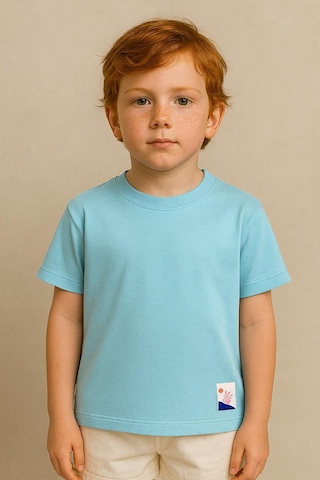 Erkek Çocuk %100 Pamuk Basic Tişört - Açık Mavi 3-4 Yaş 8-9 Yaş Açık Mavi