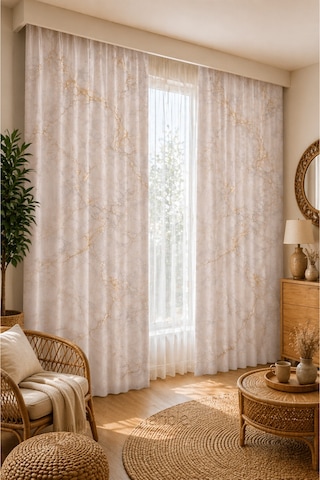 2 Adet 140x260 Cm Ölçüsünde Şık Dekoratif Fon Perde Koleksiyon Krem Rengi