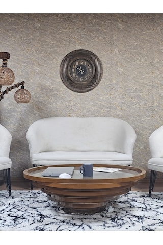 Zafir Teddy Takım Siyah Boyalı Telli Ayak Çay Seti Koltuk - Berjer , Balkon, Salon, Ofis Krem