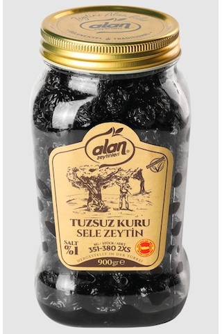 Alan Zeytinleri Tuzsuz Kuru Sele Siyah Zeytin 900 G