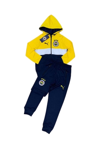 Kısmetsepeti Çocuk 6-16 Yaş Arası Içi Pamuklu Dışı Rüzgar Geçirmez Kumaş Eşofman Takım Sarı Renk