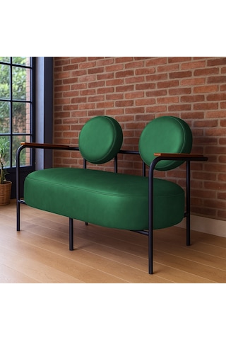 Venüs İkili Koltuk Yeşil Modern Tasarım, Deri, Ofis, Kuaför Ve İş Yeri İçin Şık İkili Koltuk Yeşil