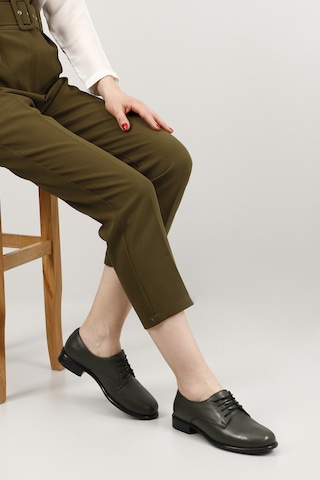 Gön Haki Antik Bağcıklı Hakiki Deri Oxford Ayakkabı Haki