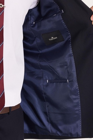 Tudors Erkek Slim Fit Mono Yaka Likralı Esnek Kumaş Lacivert Takım Elbise-33905 Lacivert