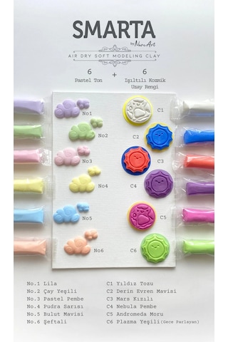 Smarta Air Soft Modelling Clay 12x25gr Hava İle Kuruyan Modelleme Kili Magic Renkler / 3000091