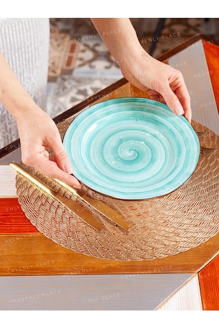 Heavenly Place Yuvarlak Bardak Altlığı Seti 4 Adet Peçete - Çarşaflı, Servis İçin 184988956 Altın Rengi