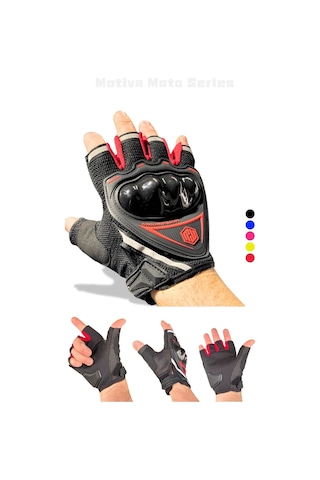 Motiva Works Kırmızı Kısa Yarım Parmak Motosiklet Eldiveni Mw120r