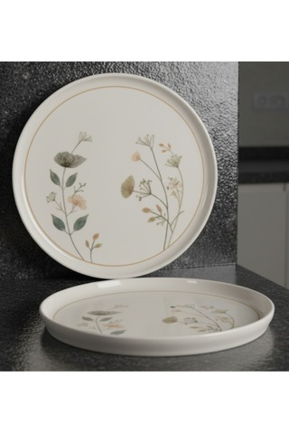 6 Kişilik Nodric Kenar Toledo Pasta Tabağı 20cm Dijital Arte Desen Krem