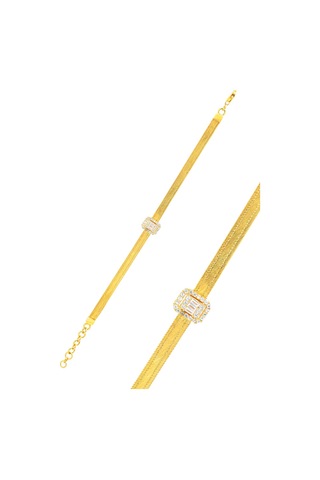 Zirkon Taşlı Trabzon Hasırı 1000 Ayar Gümüş Bileklik 201021249