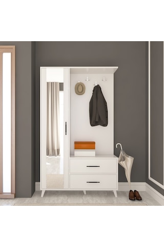 Afillibebek Tamamı Mdf Oslo Kapaklı Ve Aynalı Portmanto Ayakkabılık