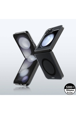 Galaxy Z Flip 6 Uyumlu Kılıf Magsafe Şarj Özellikli Youngkit Hidden Sand Serisi Kapak Siyah