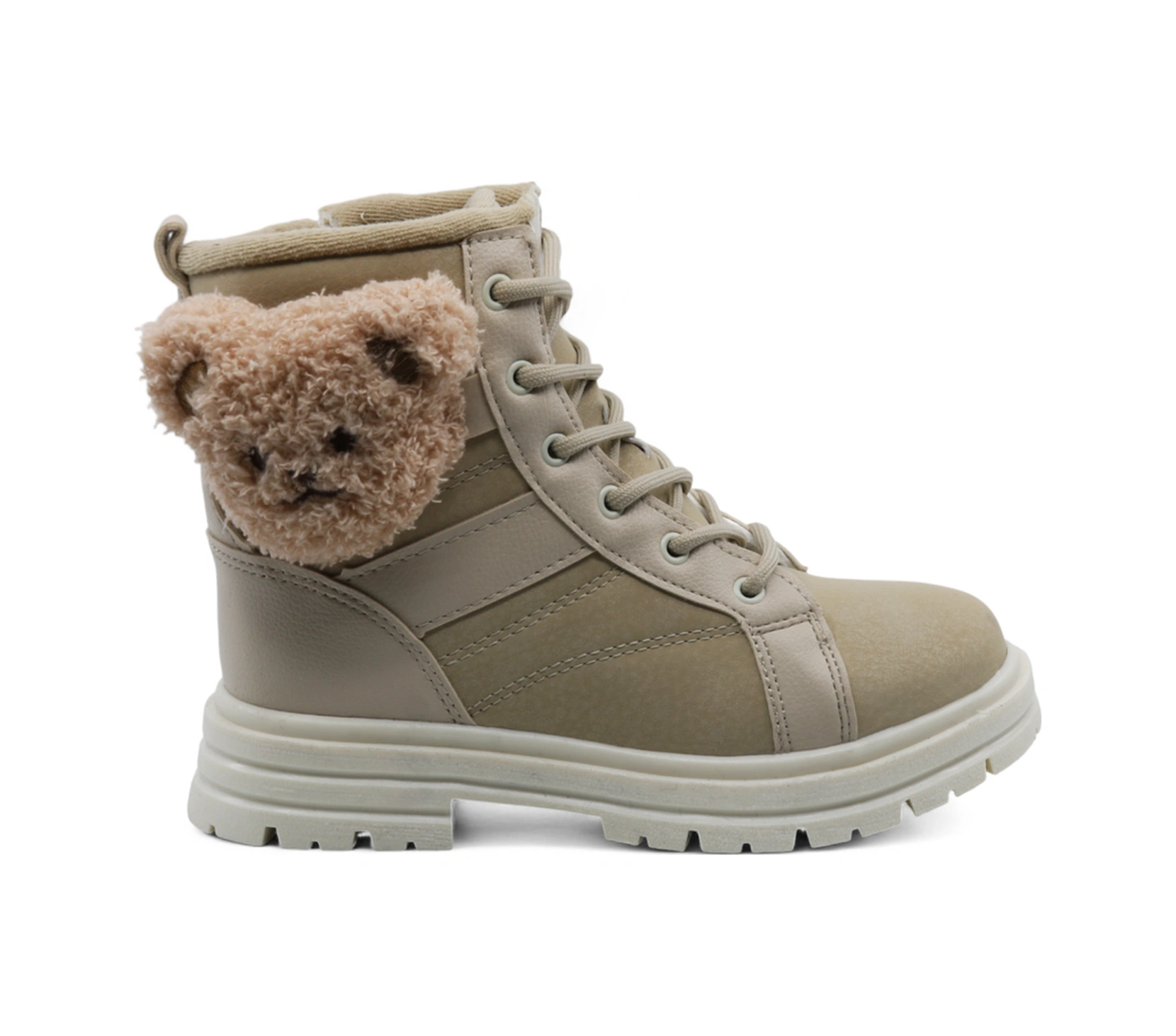 Khayt Trave Su Ve Soğuk Dayanıklı Ortopedik Kaymaz Taban Köpek Aksesuarlı Fermuarlı Kışlık Çocuk Bot Bej