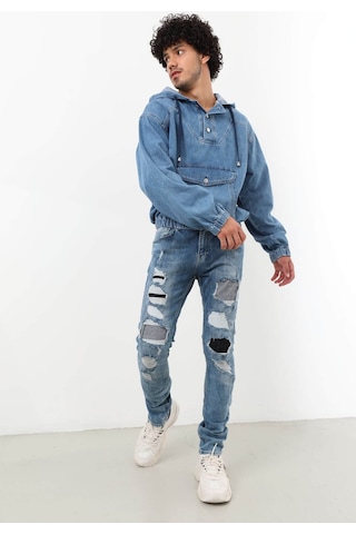 Keepout Erkek Jean Sweatshirt Mavi 001