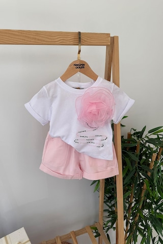 Miniğimin Cicileri Minigimin Cicileri Gül Desenli Kız Çocuk Şortlu 2 Li Takım - Pembe