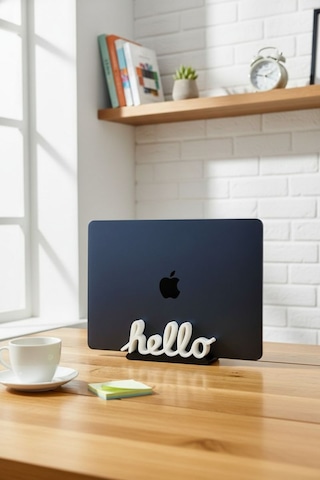 Hello Yazılı Retro Laptop Masaüstü Standı