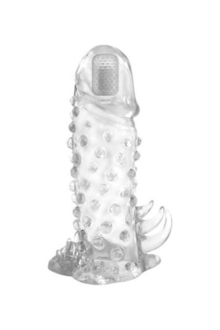 Zaga Oyun 13.5 CM Klitoral Uyarıcılı Titreşimli Şeffaf Penis Kılıfı