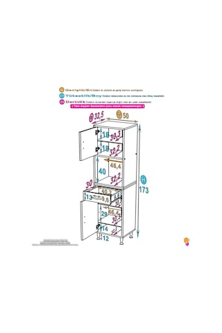 Eliusta Vero 5 Bölmeli 50 Cm Genişlikte Dolap Çok Amaçlı Kullanım Banyo Dolapı 50x173x32,5 Cm Dolap Beyaz