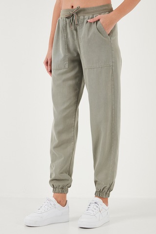 Lela Regular Fit Yüksek Bel Lastikli Paça Jogger Spor Bayan Pantolon 668Yp5039 Haki