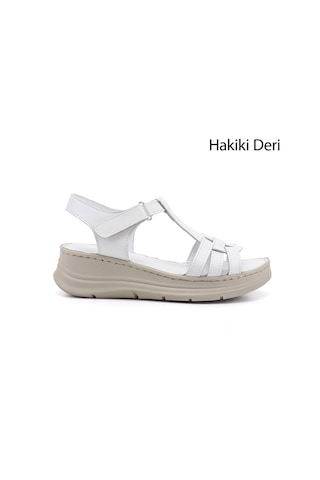 Gönderi(R) Gönderi R Kadın Beyaz Cırt Bantlı Dolgu Topuk Hakiki Deri Sandalet Dyza65145874