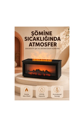 Astraltech Alev Efektli Aroma Yayıcı Hava Nemlendirici Uzaktan Kumandalı Gece Lambası