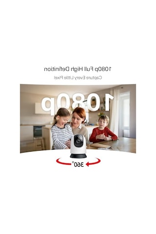 1080p Güvenlik Wi-fi Kamerası, 360 Görüş Ve Gece Görüşü İle Açık Gri