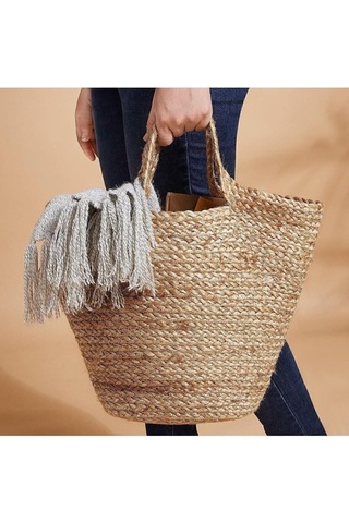 Lexroo Tolknıng Örme Sepet, Örme Sepet Çanta, Jüt 20x30 Cm Çok Renkli