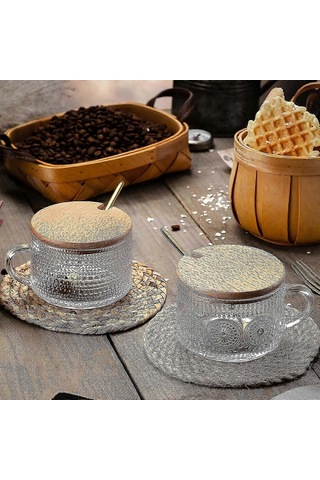 Vintage Cam Yulaf Ezmesi Kavanozu - 414 Ml Bambu Kapak Ve Kaşık Dahil B