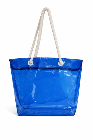 Kadın Şeffaf Plaj Çantası - 50 x 35 Cm- Fermuarlı- Aquatolia Kol Ve Omuz Çantası Mavi