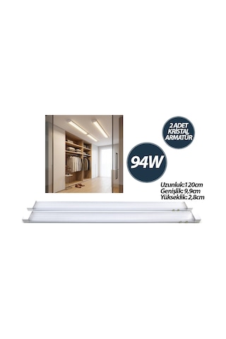 Nisaluce Eamp-093/1b Kristal Led Bant Armatür 120cm 94w Ip20 2 Adet Beyaz 6500k Bandı Y Bağlantı Diğer