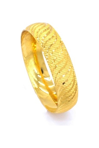 Ferizz 22 Ayar Altın Kaplama Rüzgar Desenli Bilezik 15 Mm Altın