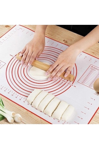 Novahub Geniş Siyah Silikon Pişirme Matı - 60x50cm - Pasta, Pizza, Hamur İşi İçin Yapışmaz Mutfak Matı - 8 Boyut Seçeneği