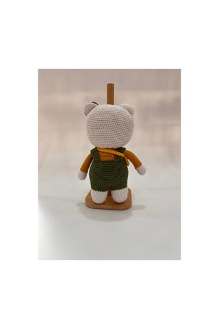 El Yapımı Amigurumi Kedi Örgü Oyuncak Bebek Tığ İşi 24 Cm Sevimli Hediye Haki